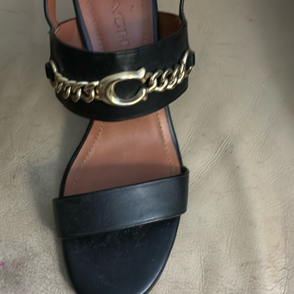 Coach Black and Gold Sandals with Ankle Strap - Picture 3 of 8